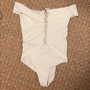 L Space Cream One Piece off the shoulder Size 6